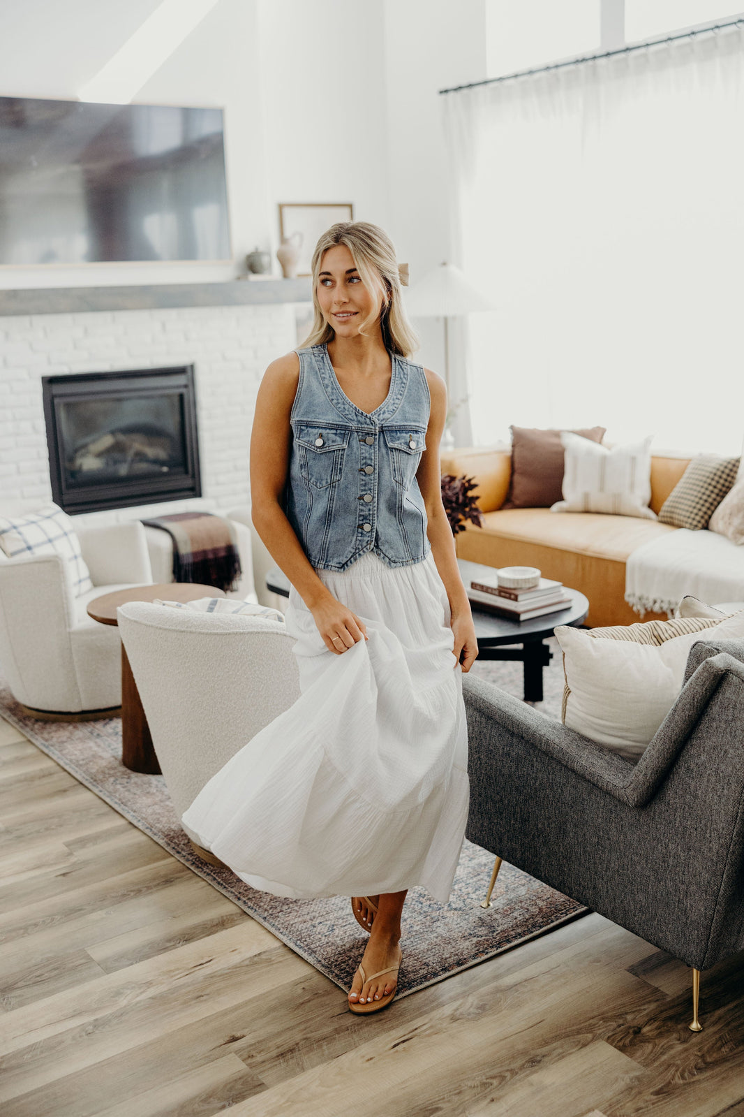 GAUZE MAXI SKIRT IN WHITE
