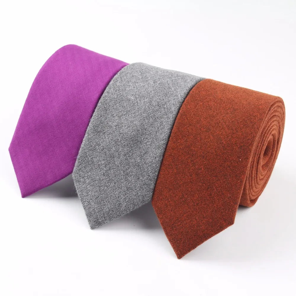 Wool Cotton Solid Skinny Ties