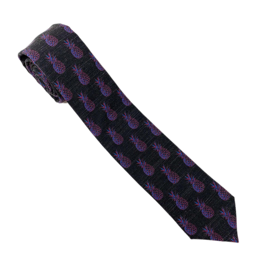Pleasing Pineapples (Purple-Blue) Men's Tie Missionary tie built to last through daily wear — crafted in Logan, Utah by Kator Shop for elders serving around the world.