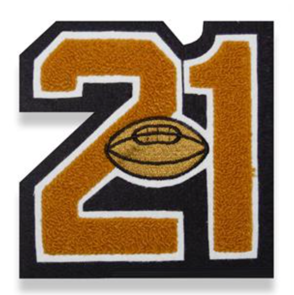 Double Felt Number Patch with Large Embroidered Sport