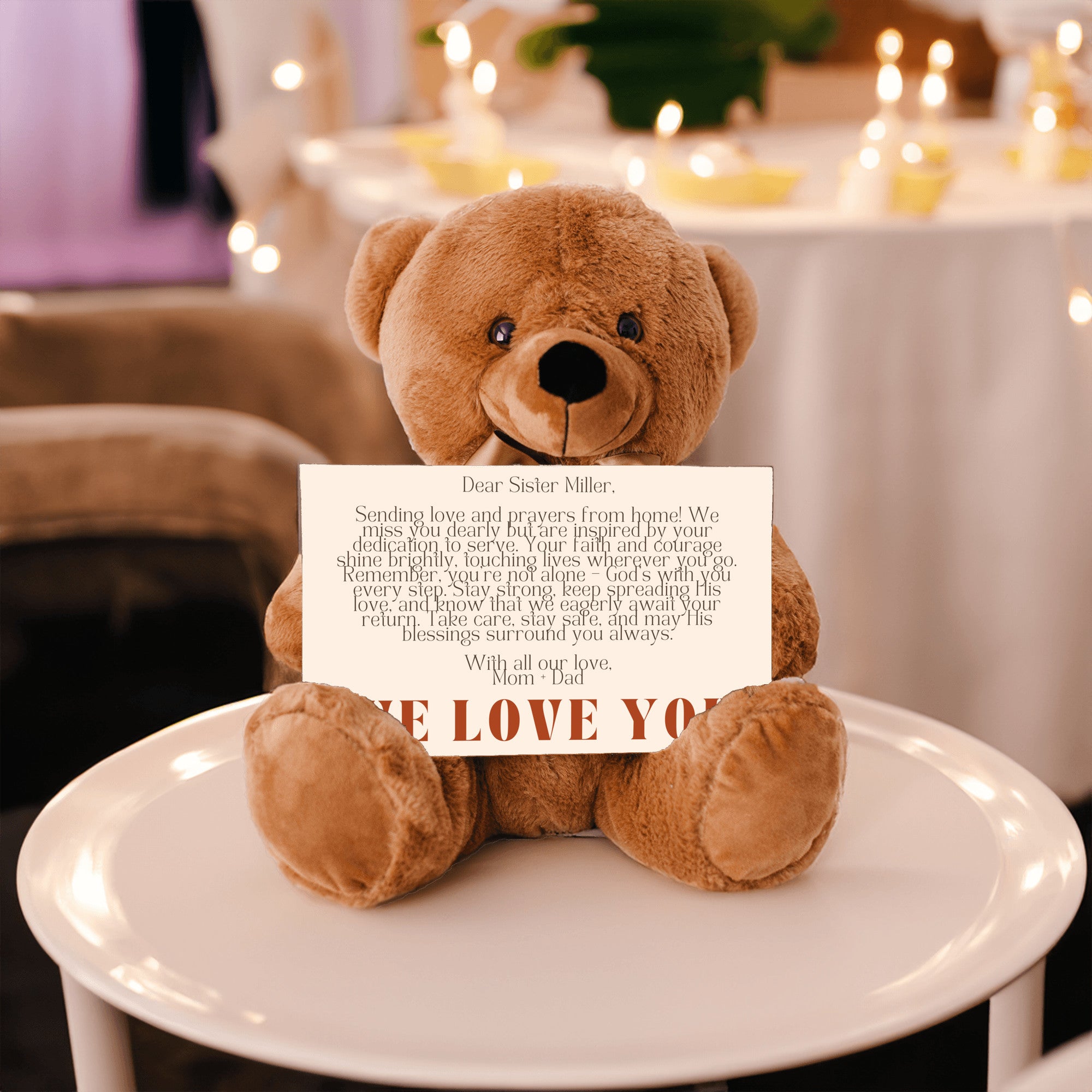 Teddy Bear with Personalized Postcard-Love