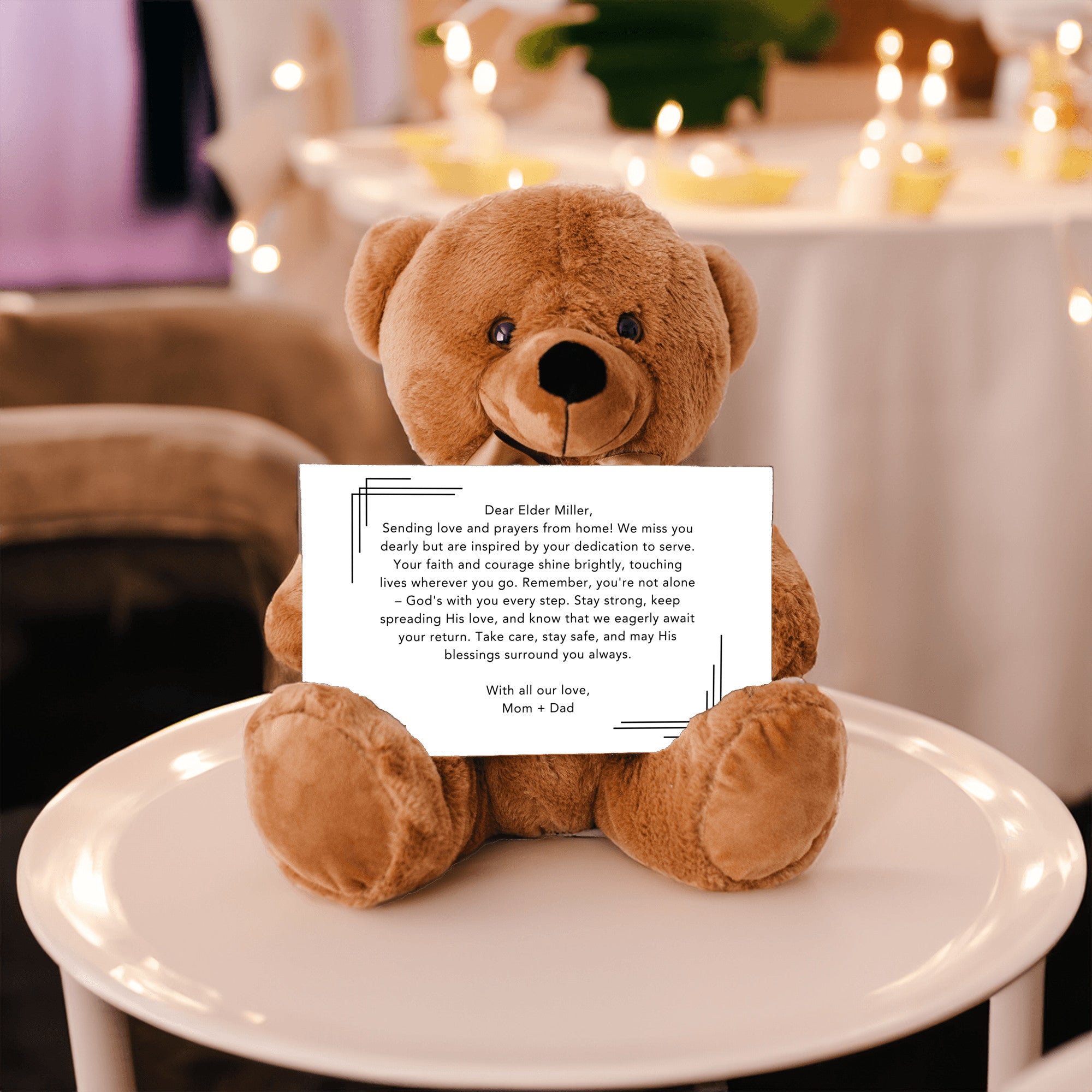 Teddy Bear with Personalized Postcard-B&W