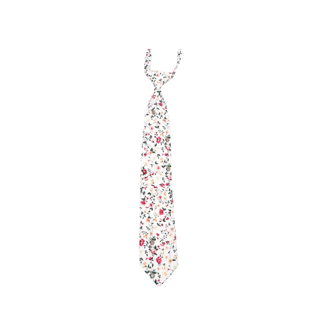 Milan White Floral Kid's Tie: Kids