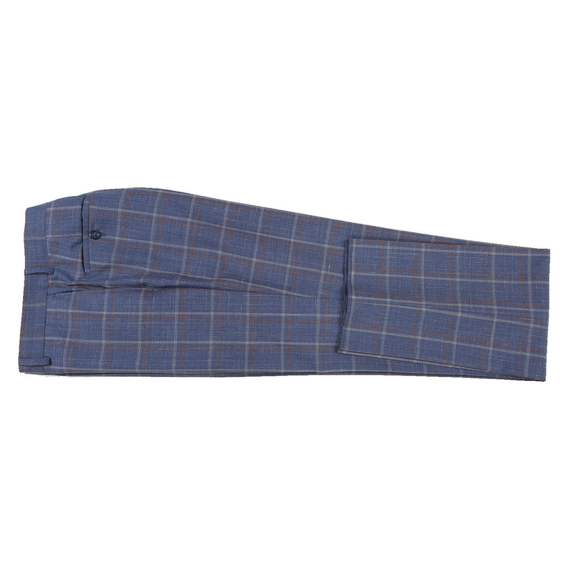 Renoir EL72-62-400 Light Steel Blue with Orange Check Wool Suit