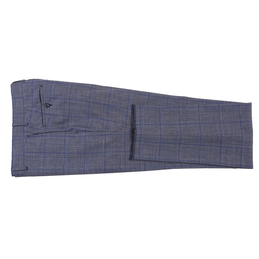 Renoir EL72-52-400 Gray with Blue Windowpane Wool Suit