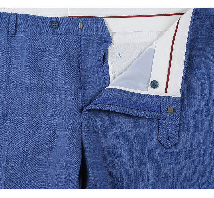 Renoir 293-10 Men's 2-Piece Slim Fit Windowpane Check Dress Stretch Suit