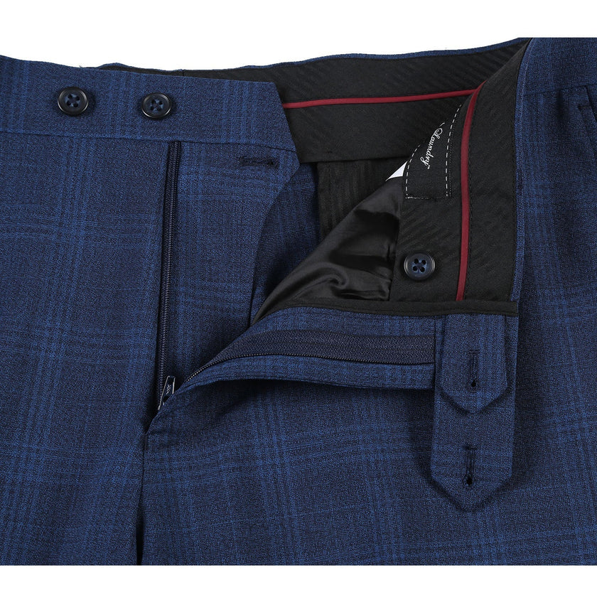 Renoir EL72-50-412 Airforce Blue Plaid Wool Suit