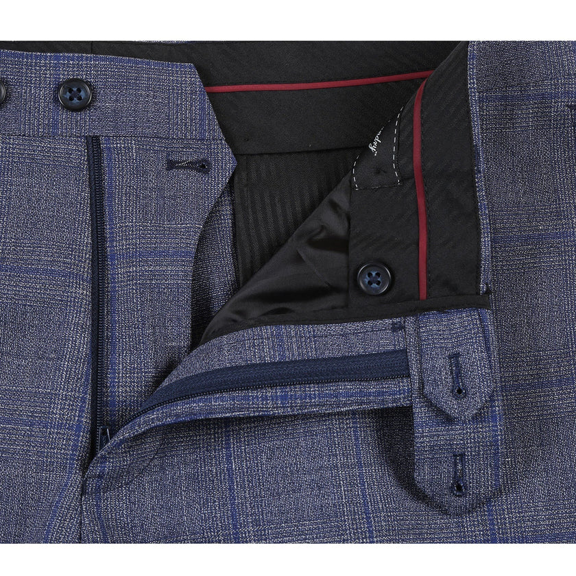Renoir EL72-52-400 Gray with Blue Windowpane Wool Suit
