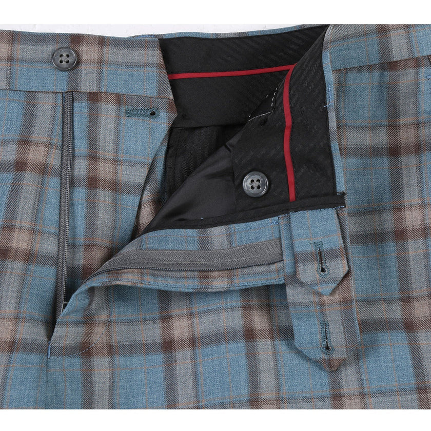 Renoir EL72-57-470 Light Gray with Bronze Stereoscopic-Grid Wool Suit