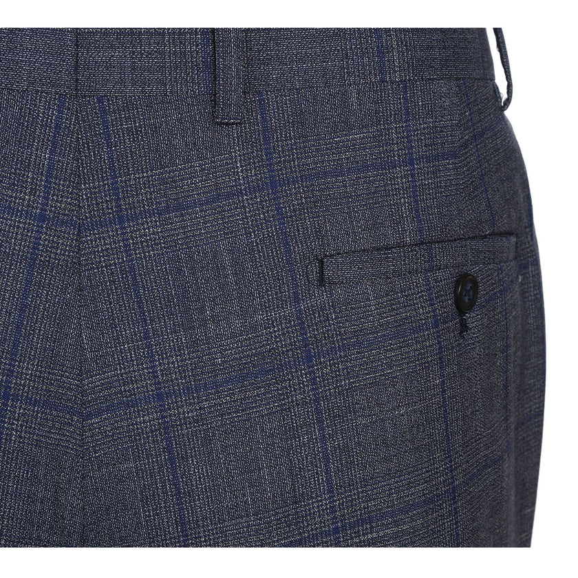 Renoir EL72-52-400 Gray with Blue Windowpane Wool Suit