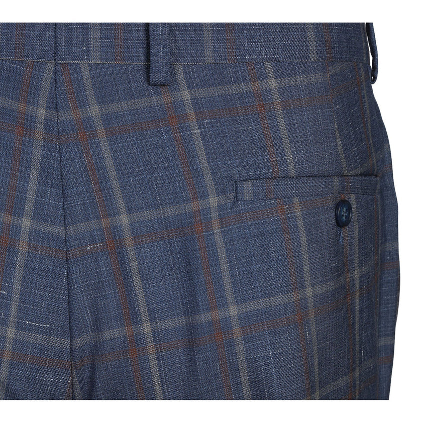 Renoir EL72-62-400 Light Steel Blue with Orange Check Wool Suit