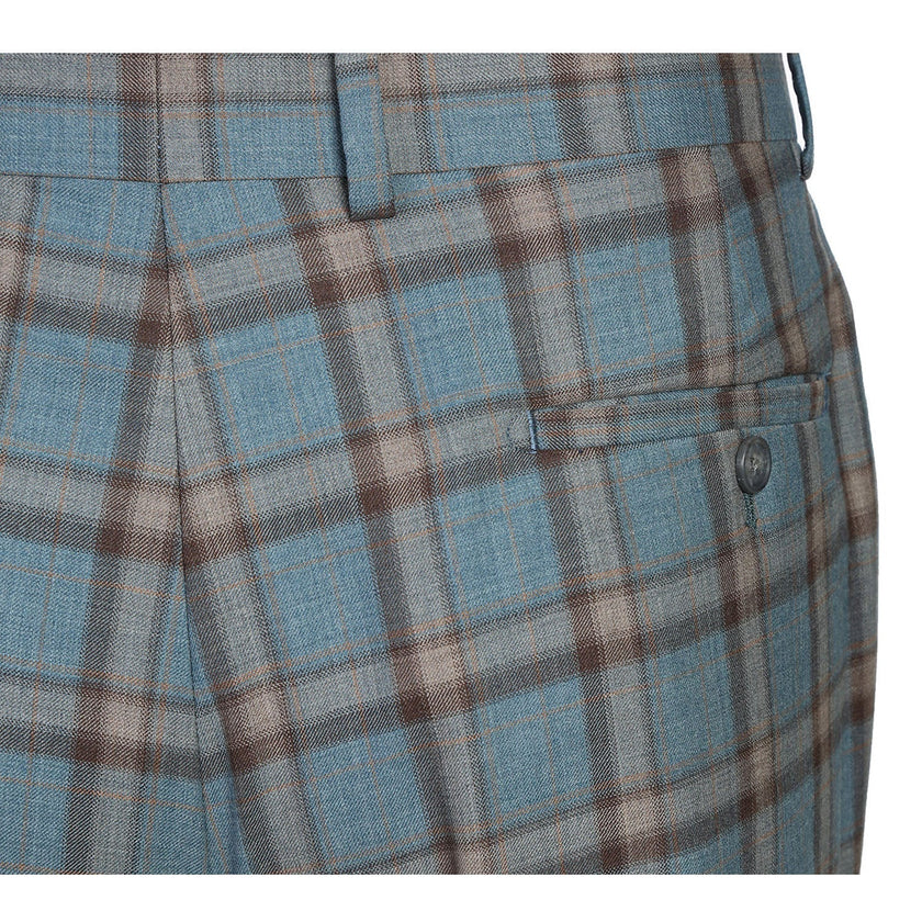 Renoir EL72-57-470 Light Gray with Bronze Stereoscopic-Grid Wool Suit