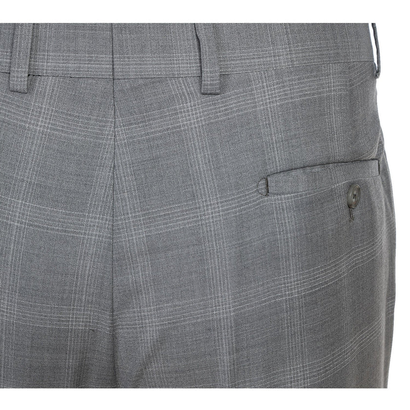Renoir EL72-62-092 Light Gray Window Pane Check Wool Suit