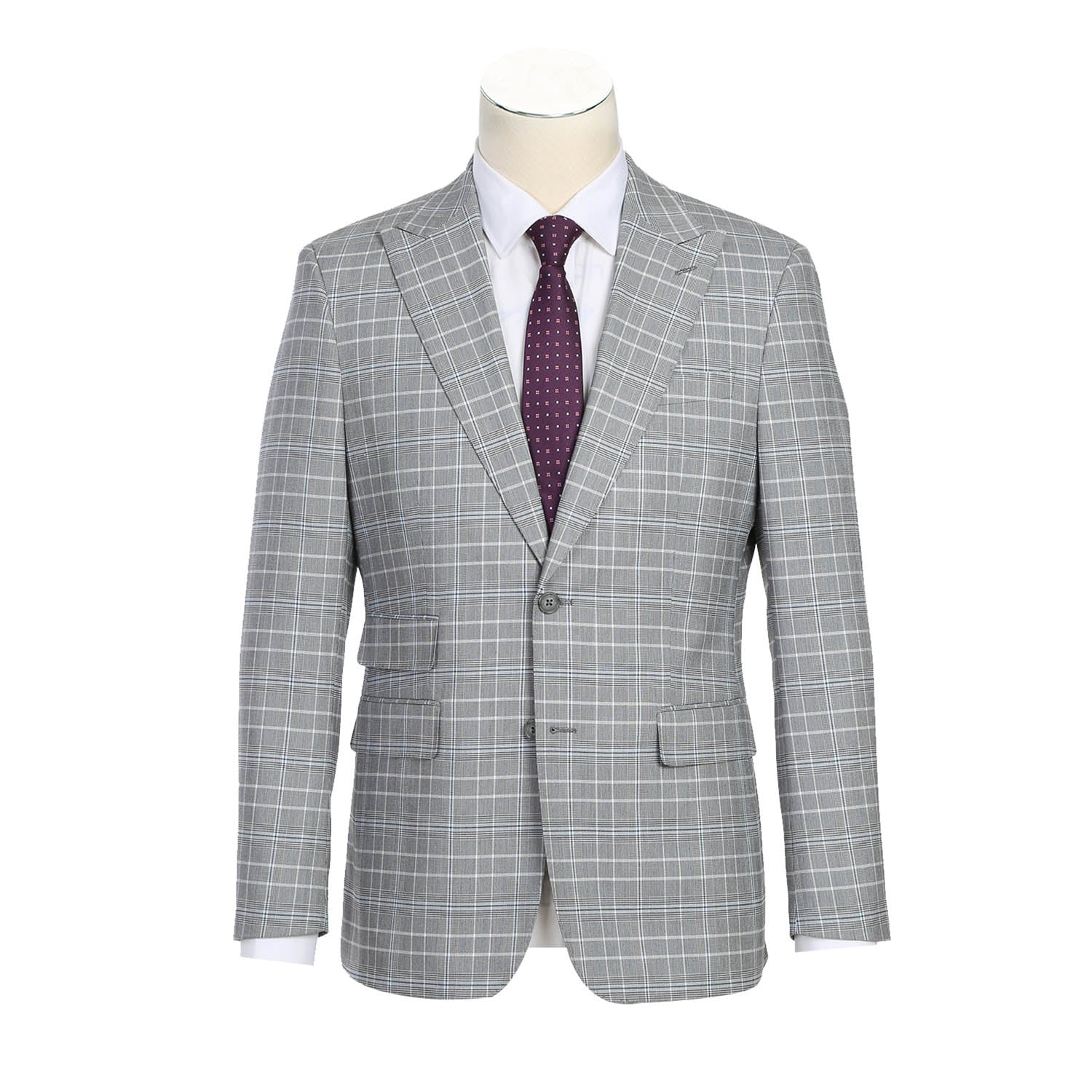 Renoir 82-60-092EL White Smoke Plaid Suit