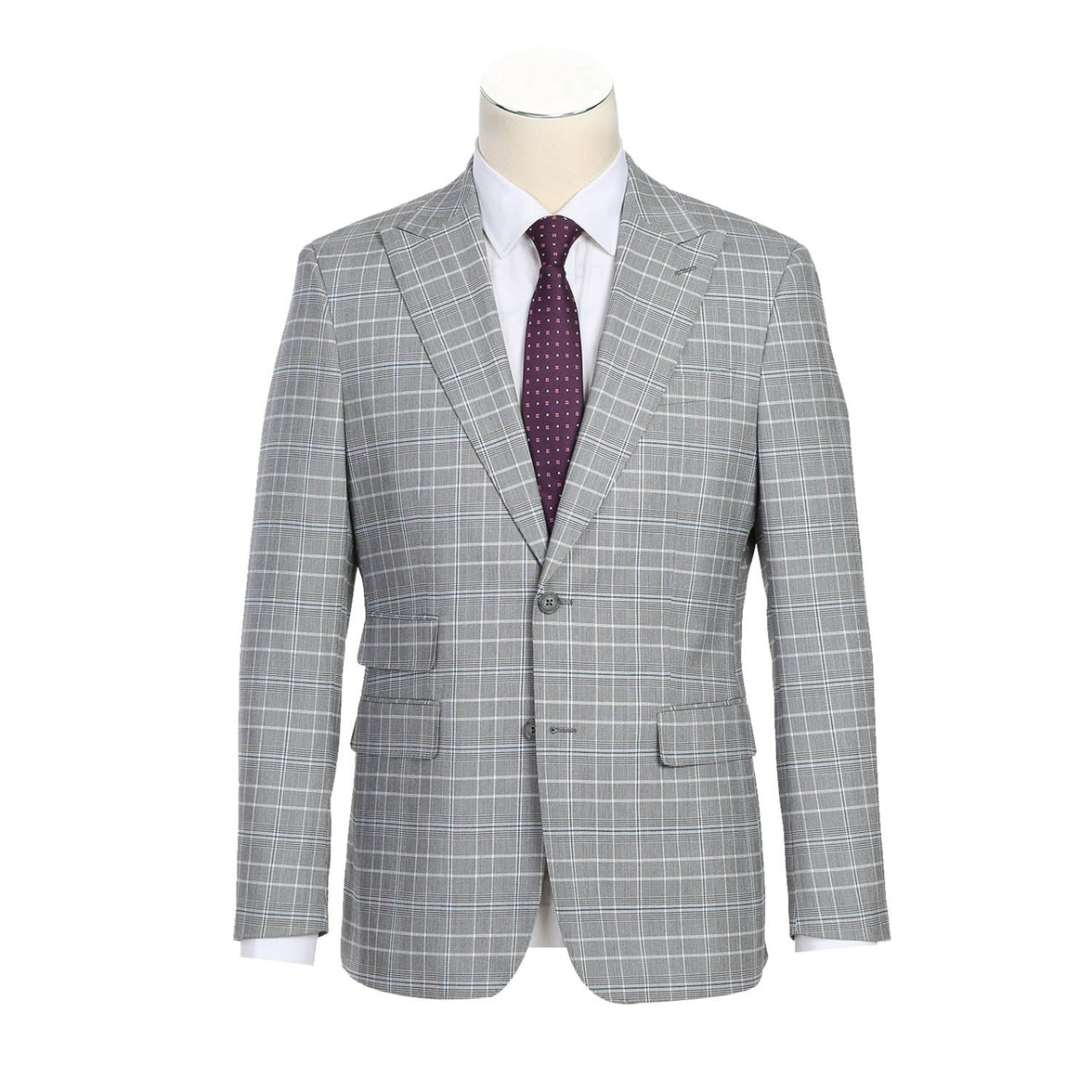 Renoir 82-60-092EL White Smoke Plaid Suit