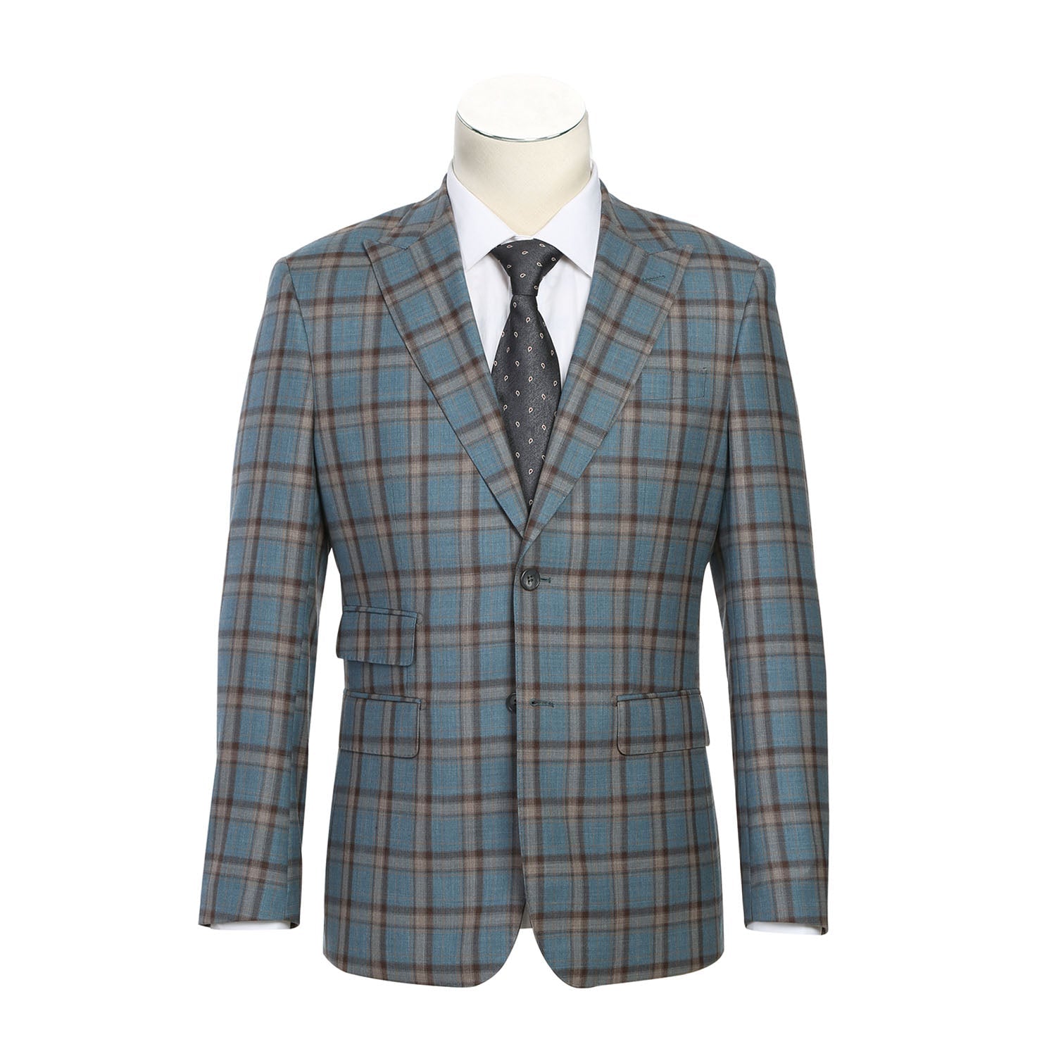 Renoir EL72-57-470 Light Gray with Bronze Stereoscopic-Grid Wool Suit