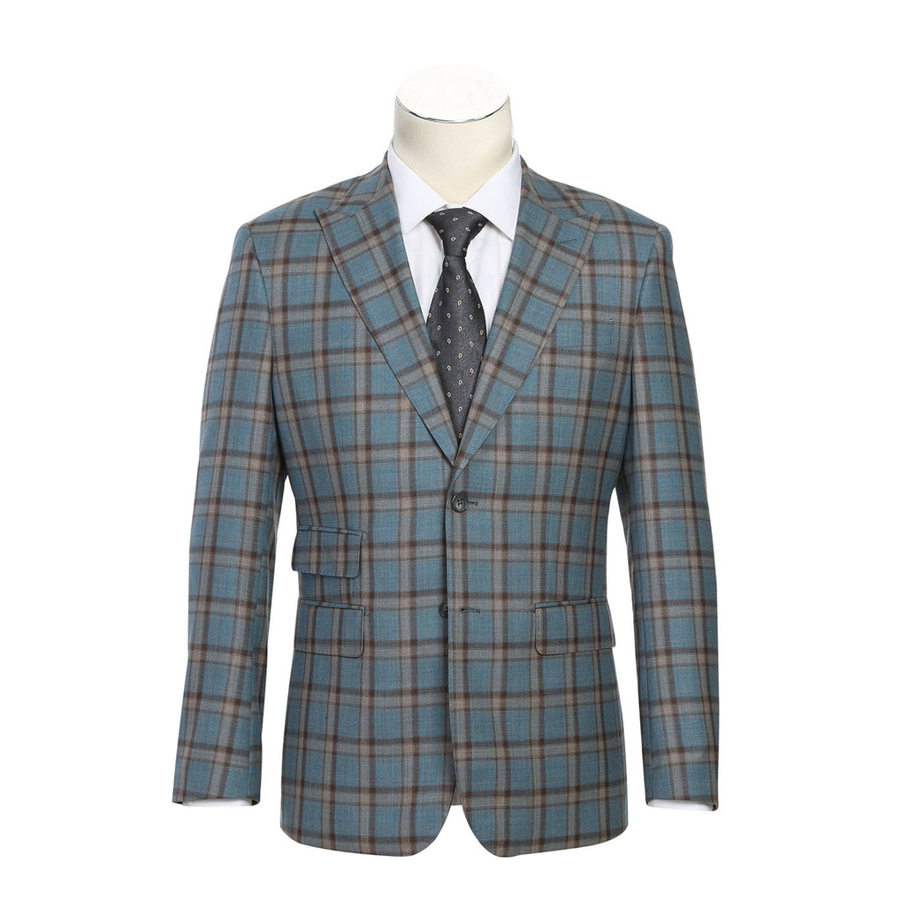 Renoir EL72-57-470 Light Gray with Bronze Stereoscopic-Grid Wool Suit