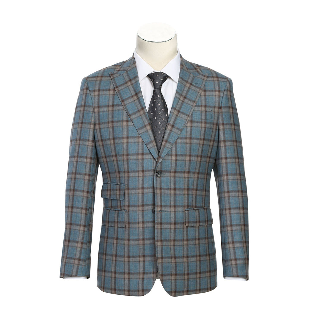 Renoir EL72-57-470 Light Gray with Bronze Stereoscopic-Grid Wool Suit