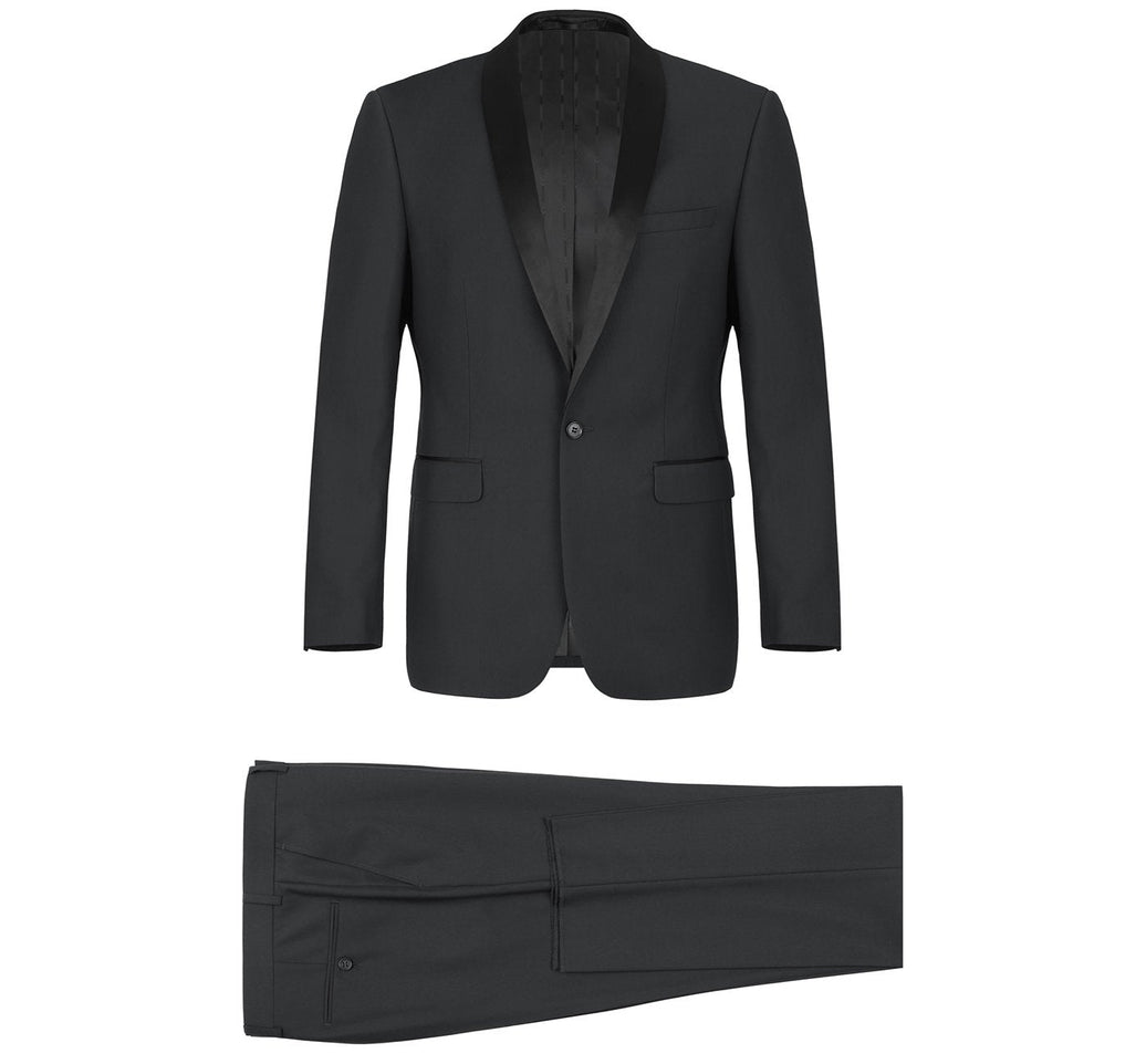 Renoir 201-1 Men's Slim Fit 2-Piece Shawl Lapel Tuxedo Suit
