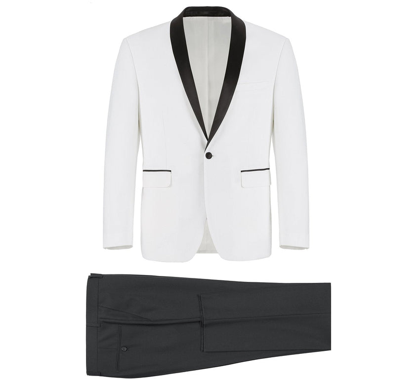 Renoir 201-16 Men's Slim Fit 2-Piece Shawl Lapel Tuxedo Suit