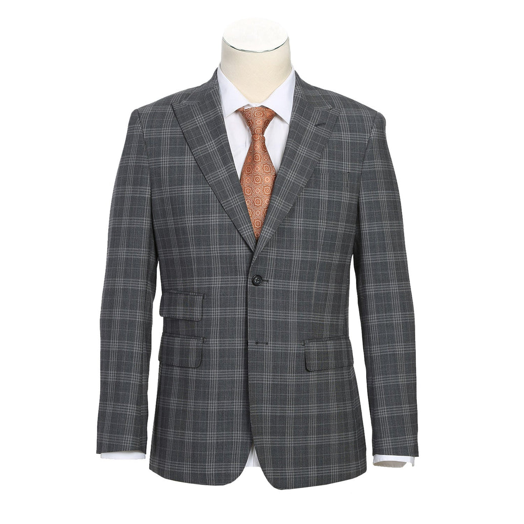 Renoir EL72-58-093 Gray Check Peak Wool Suit