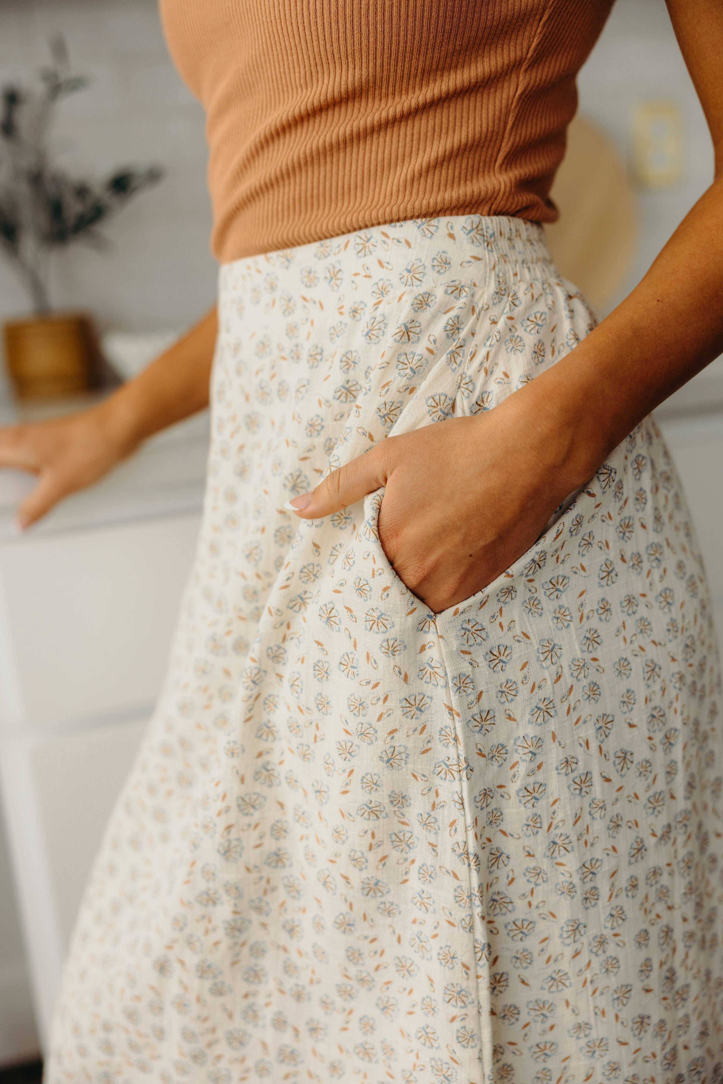 COTTON SLIP SKIRT IN BLUE ORIGAMI