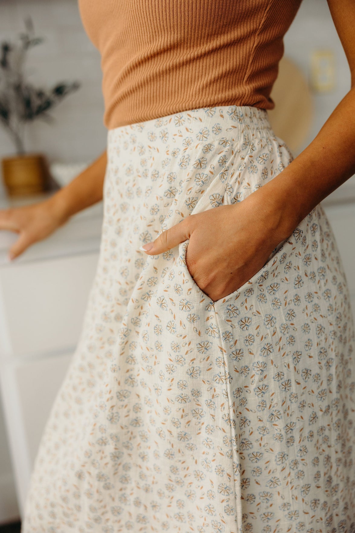 COTTON SLIP SKIRT IN BLUE ORIGAMI