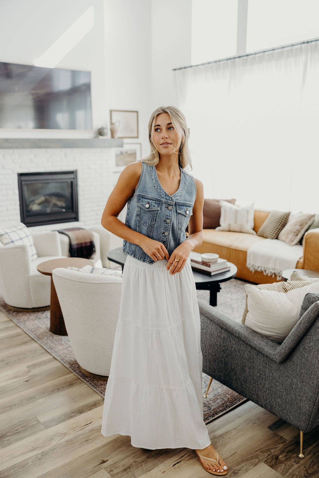 GAUZE MAXI SKIRT IN WHITE