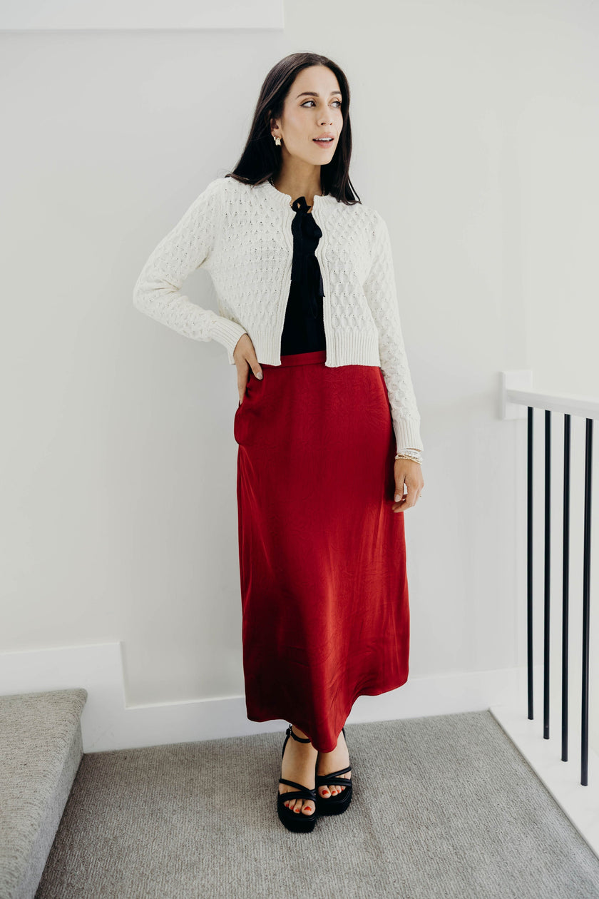 SILK MAXI SKIRT IN FIRED BRICK