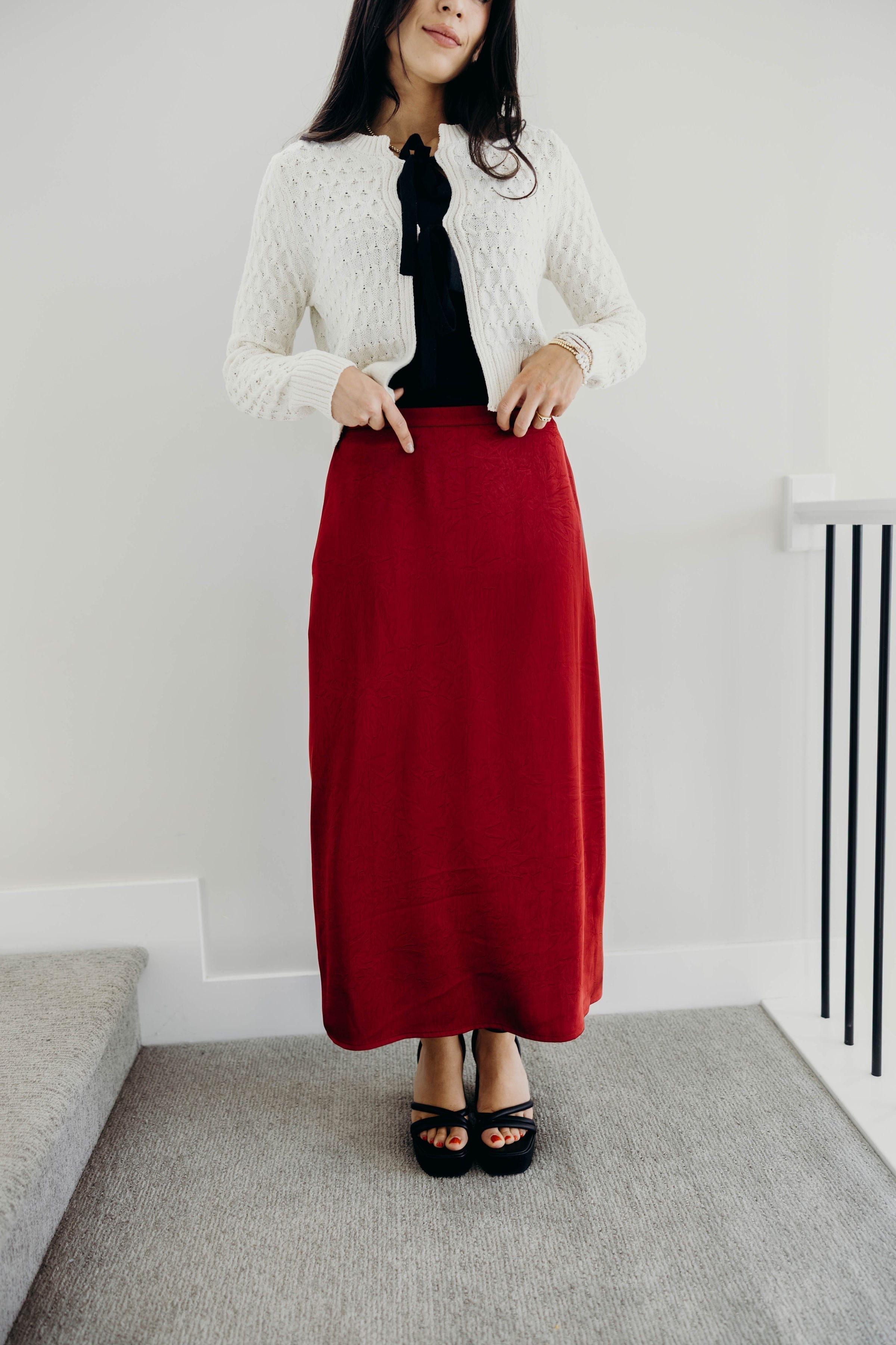 SILK MAXI SKIRT IN FIRED BRICK