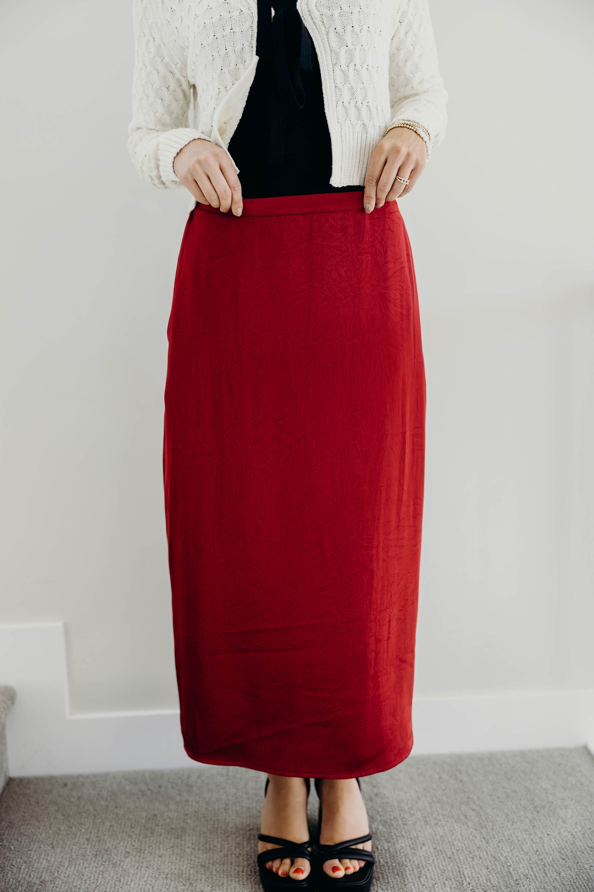 SILK MAXI SKIRT IN FIRED BRICK