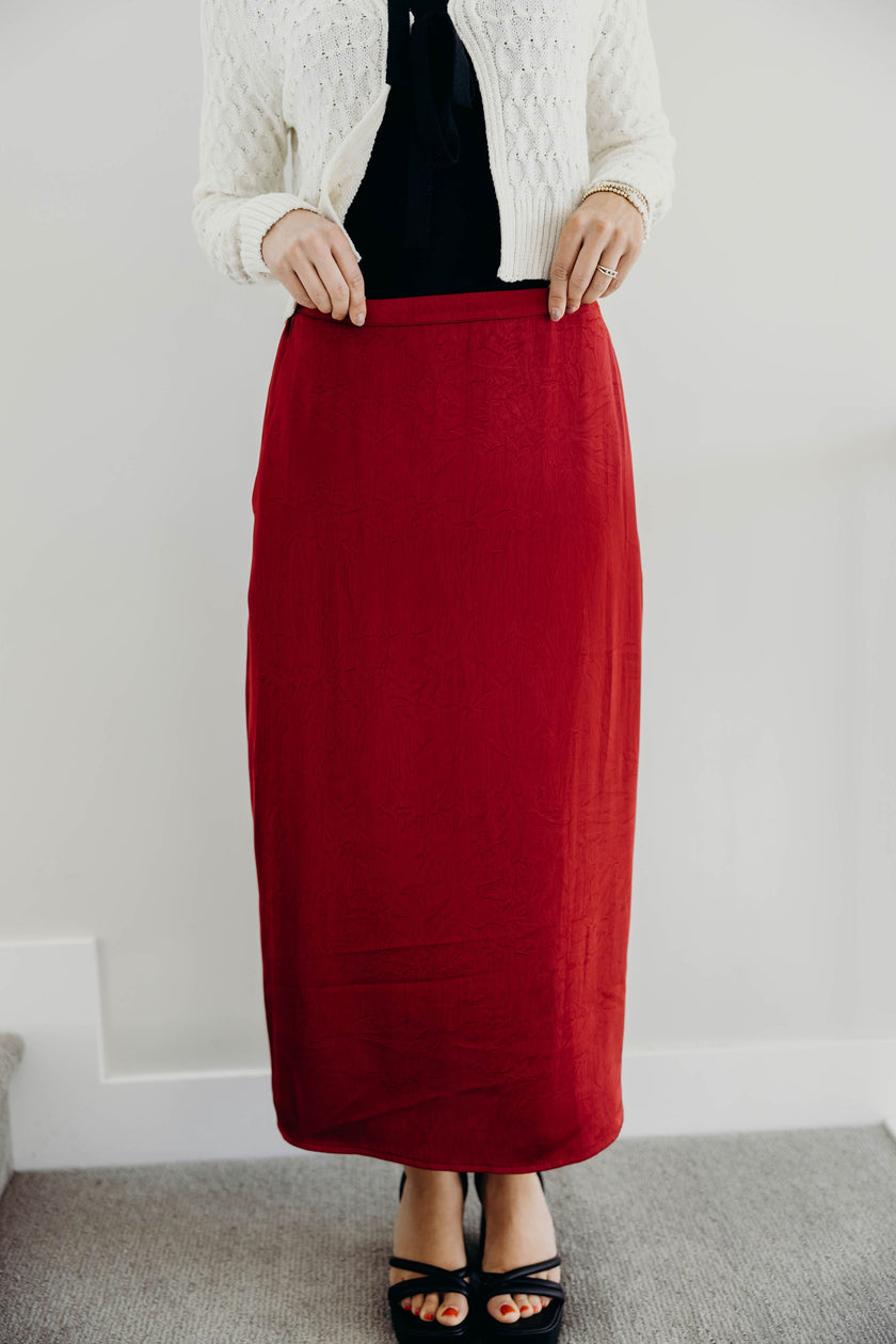 SILK MAXI SKIRT IN FIRED BRICK