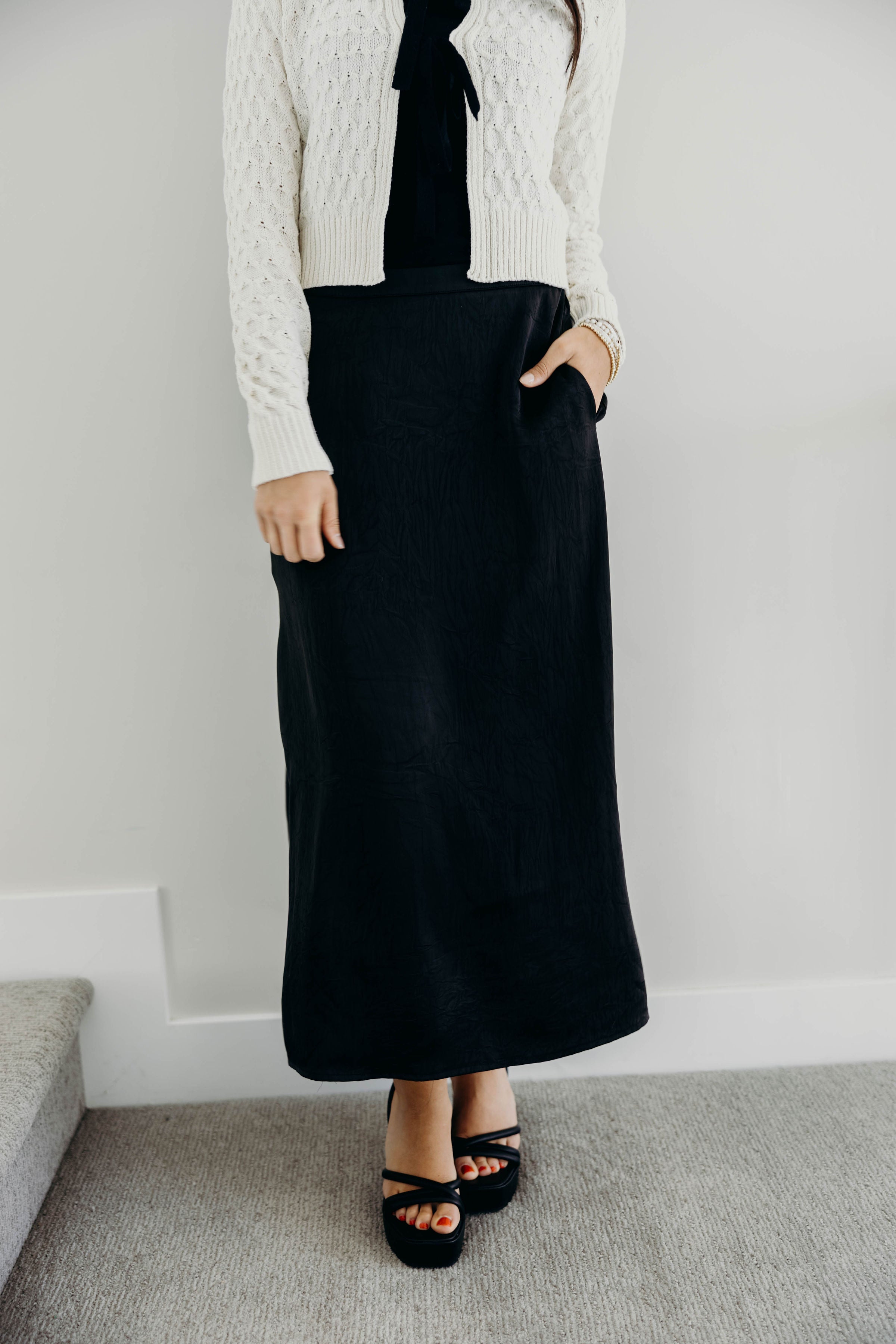 SILK MAXI SKIRT IN BLACK