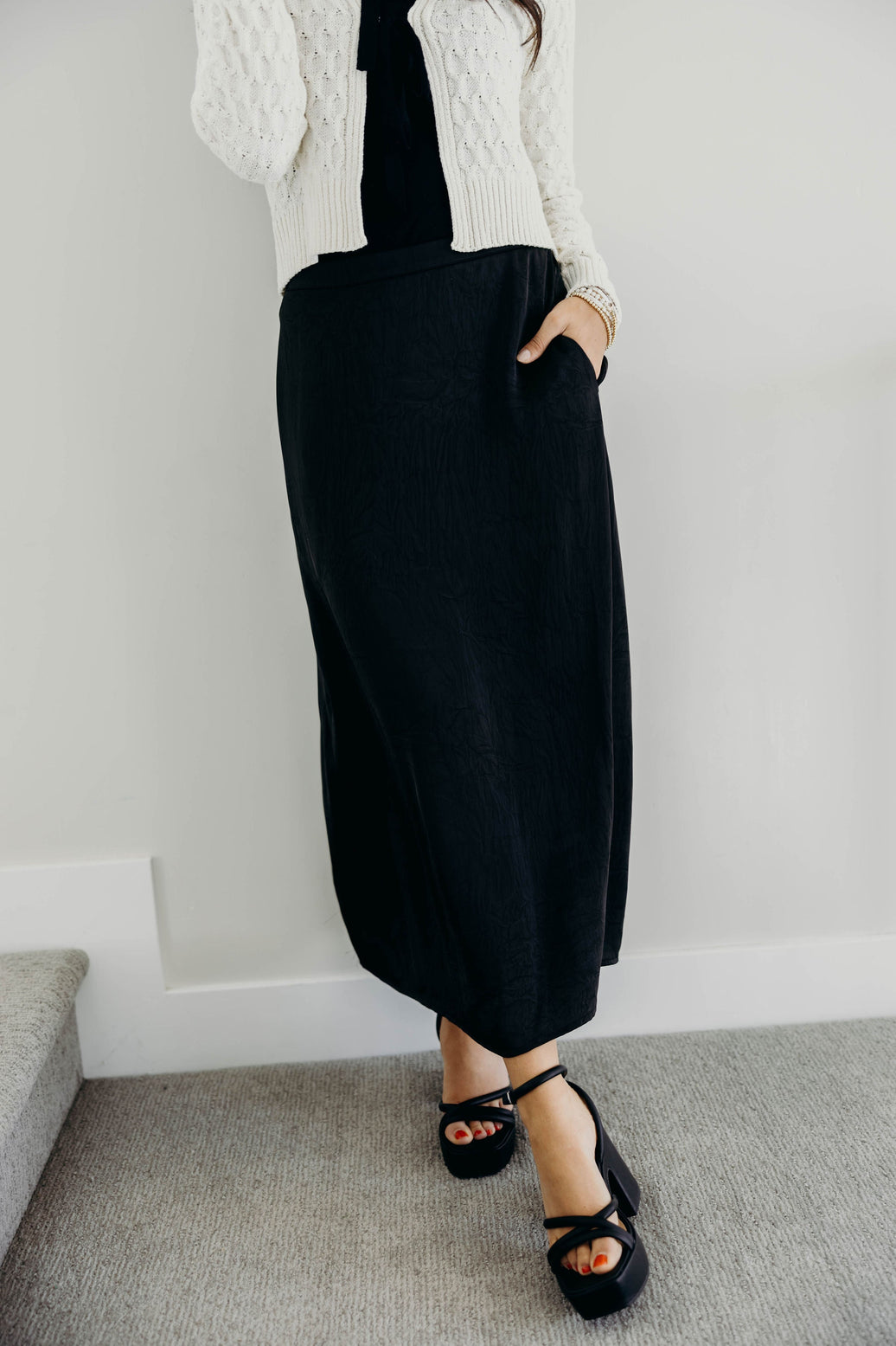 SILK MAXI SKIRT IN BLACK