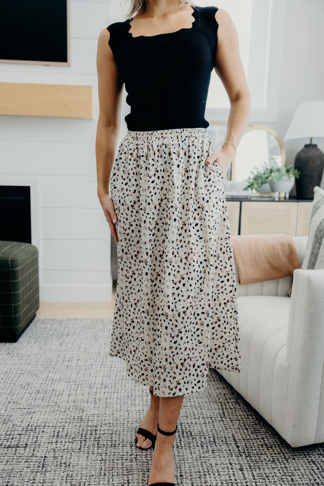 MAXI SKIRT IN DAPPLE DASH