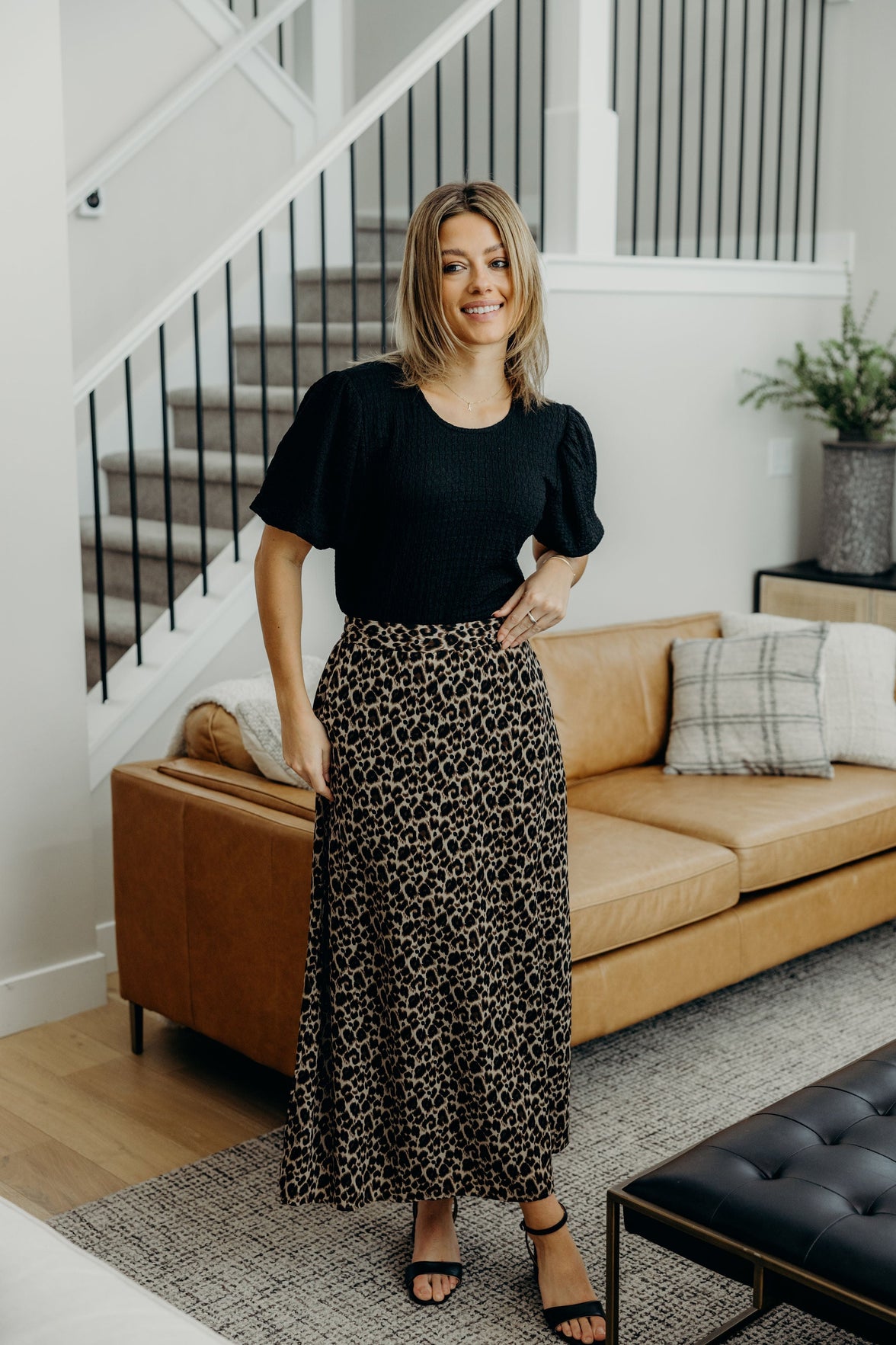 MAXI SLIP SKIRT IN LEOPARD