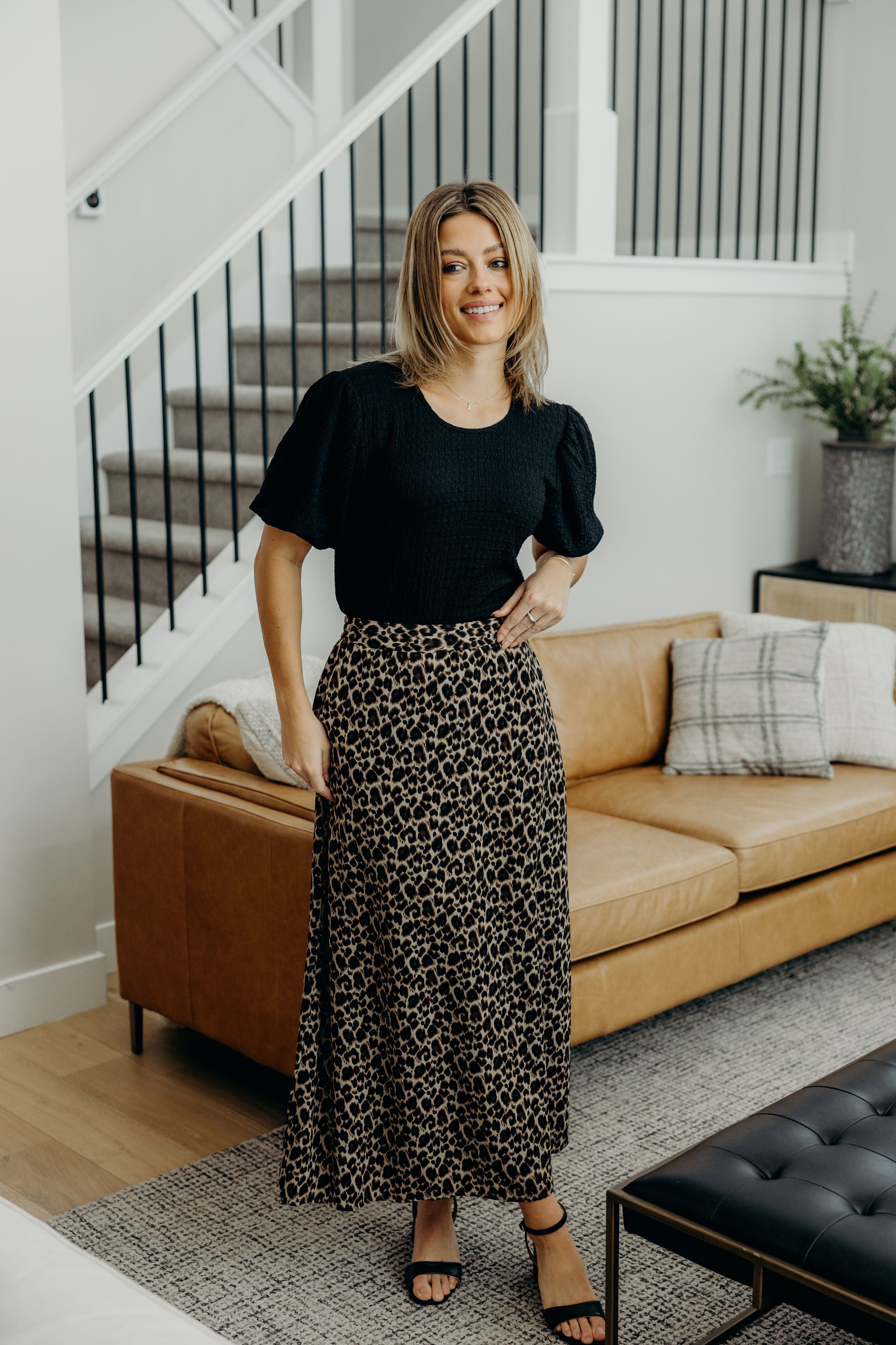 MAXI SLIP SKIRT IN LEOPARD