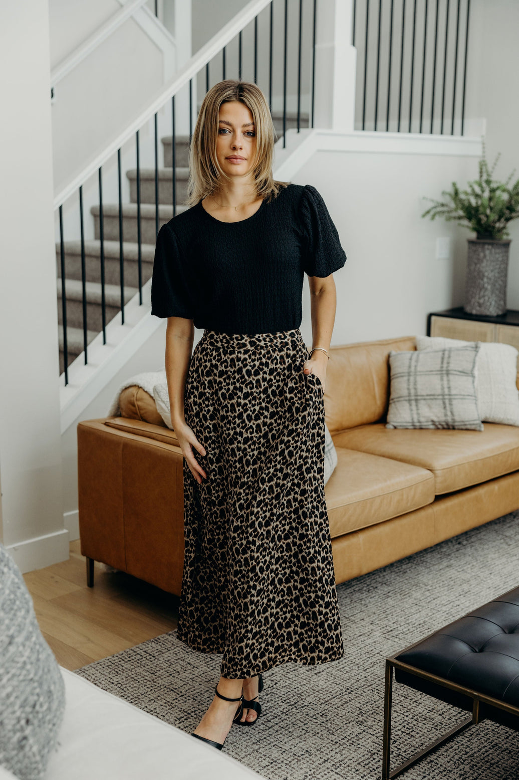MAXI SLIP SKIRT IN LEOPARD