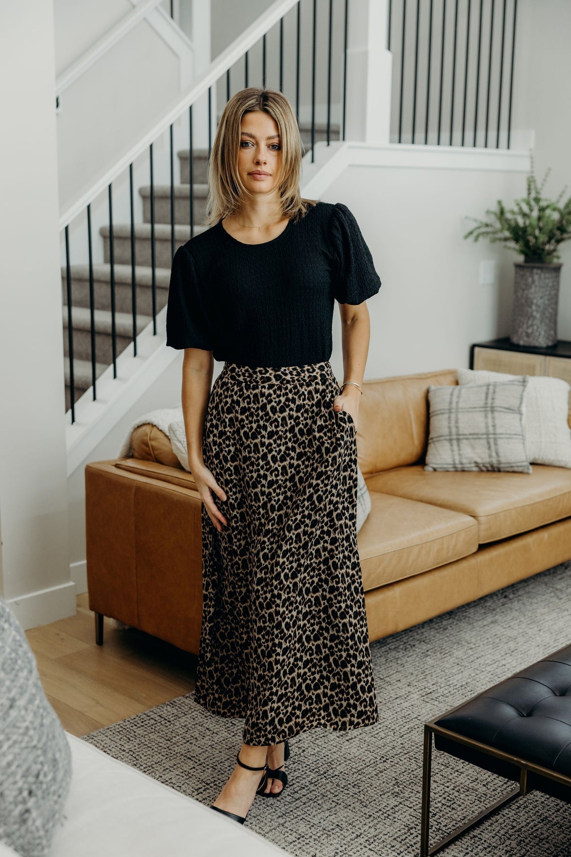 MAXI SLIP SKIRT IN LEOPARD