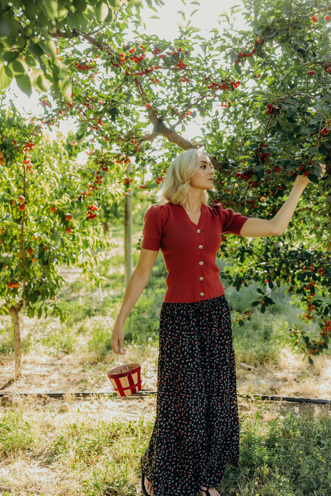 MAXI SKIRT IN CHERRY PUNCH