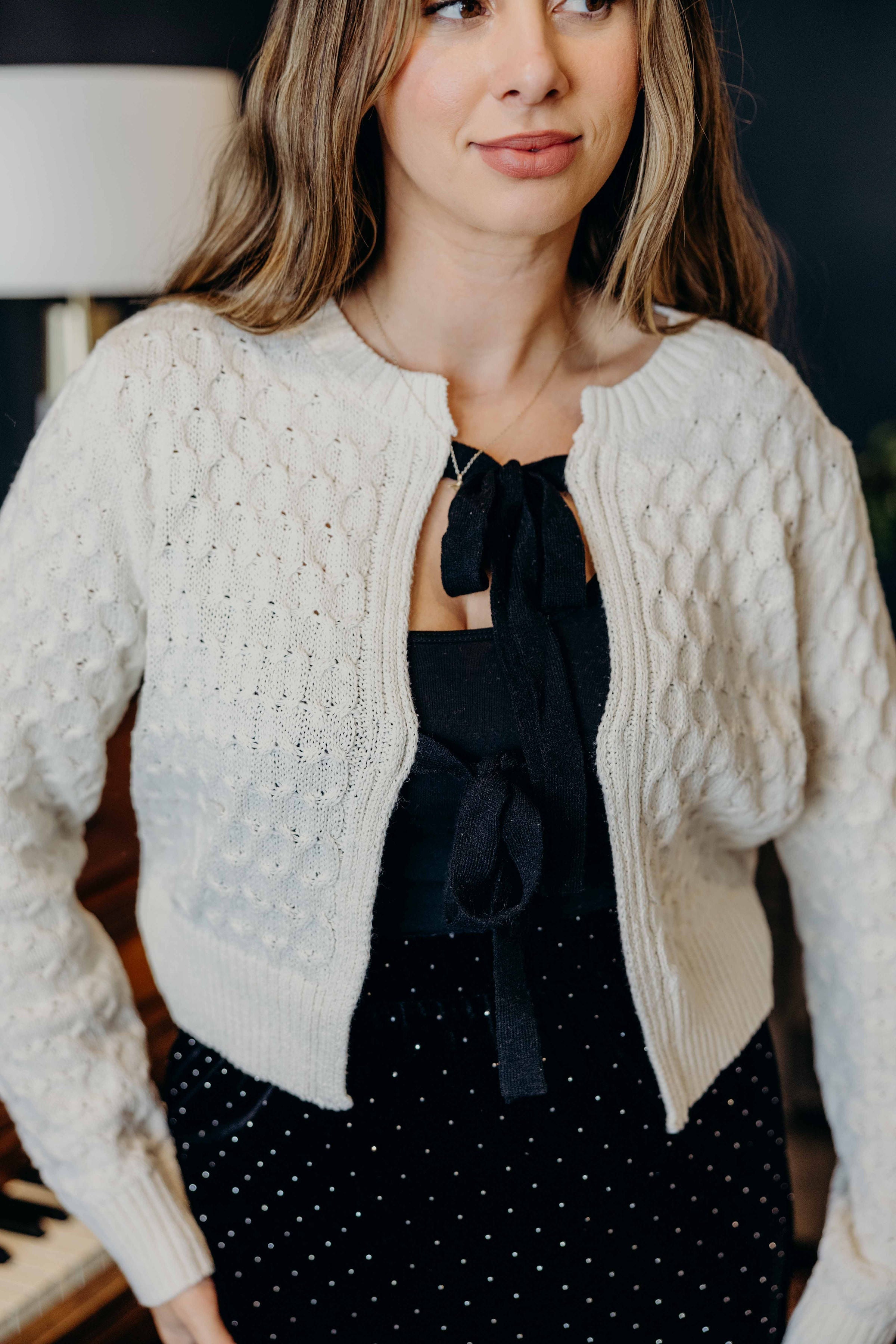 YARN KNIT CARDI IN MARSHMALLOW