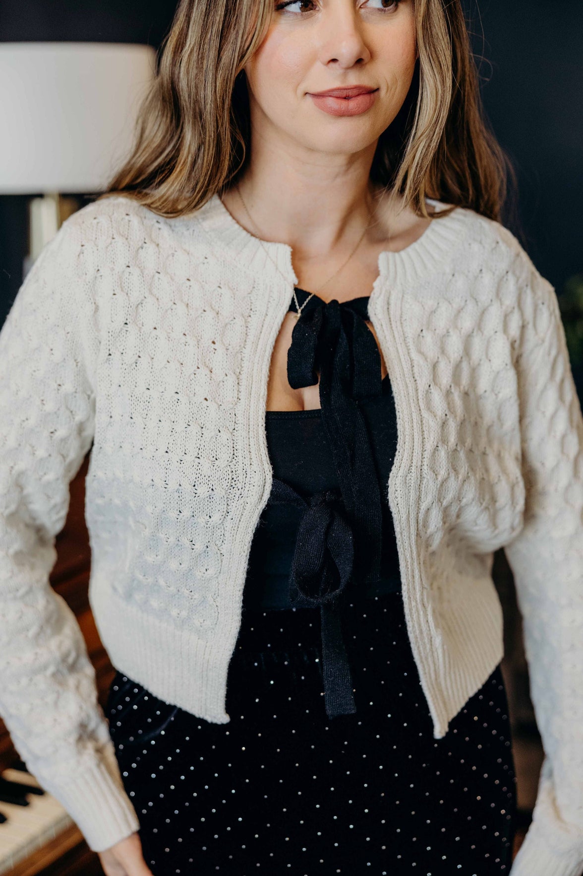 YARN KNIT CARDI IN MARSHMALLOW
