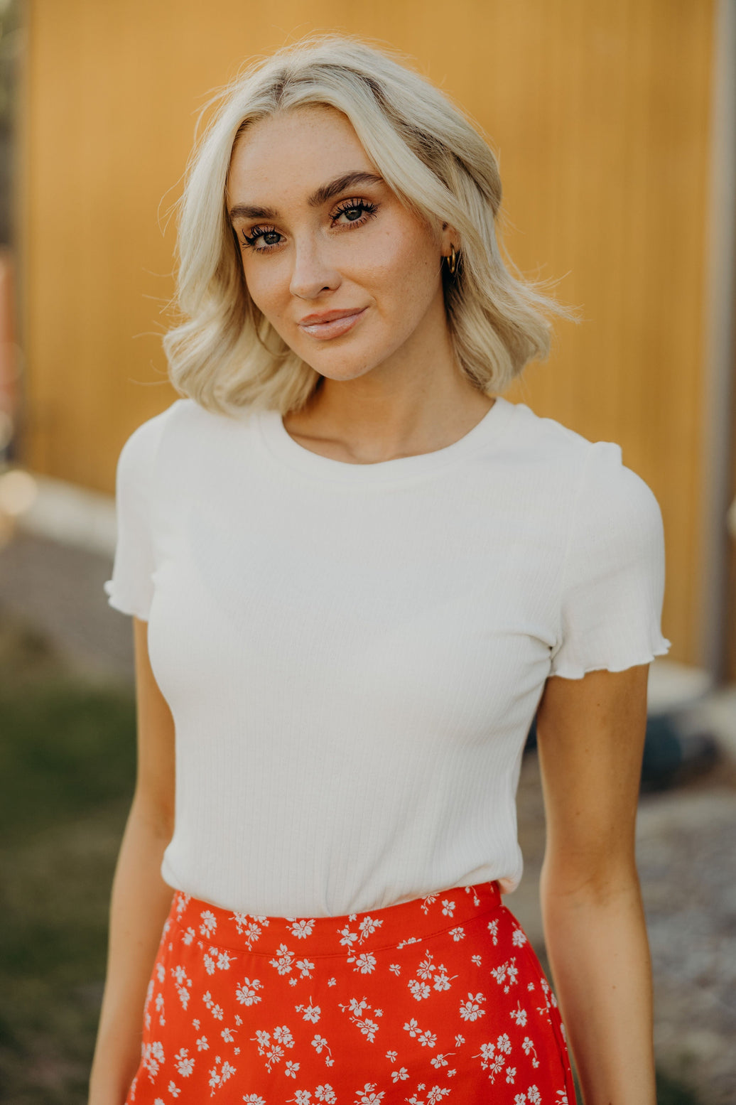 LETTUCE EDGE POINTELLE TEE IN WHITE