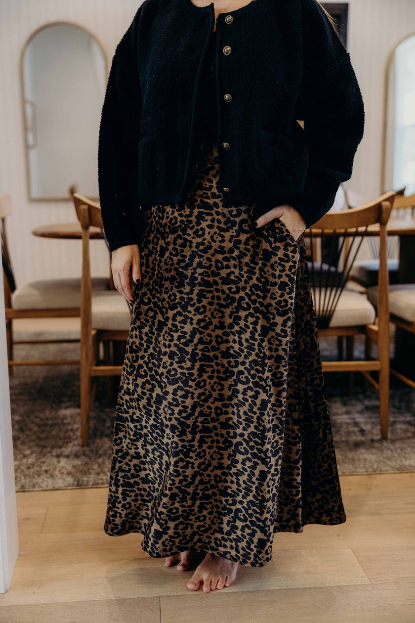 MAXI SLIP SKIRT IN SAVANNA SPOTS