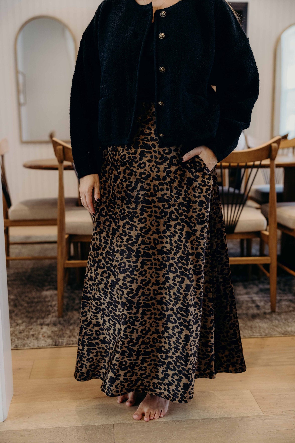 MAXI SLIP SKIRT IN SAVANNA SPOTS