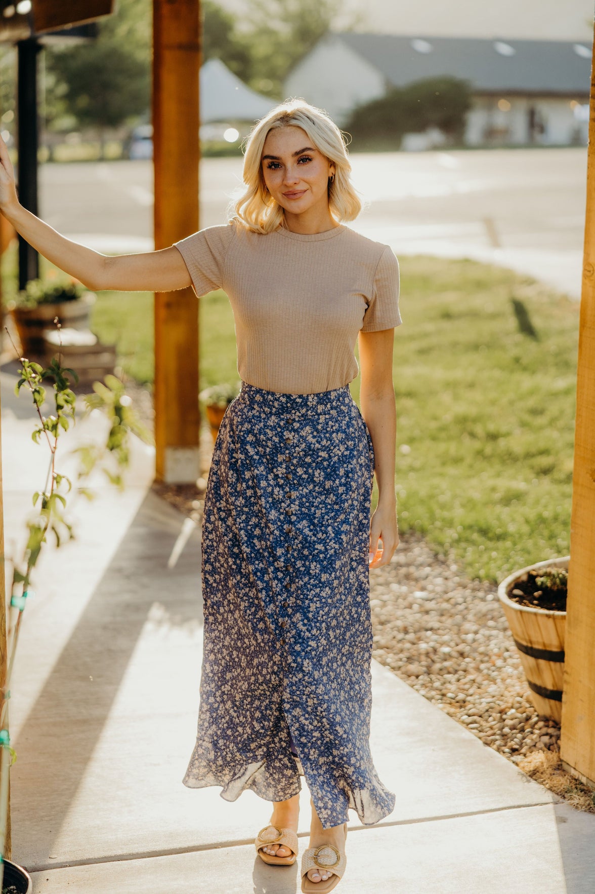 SLIT FRONT MAXI IN WISPY BLUE
