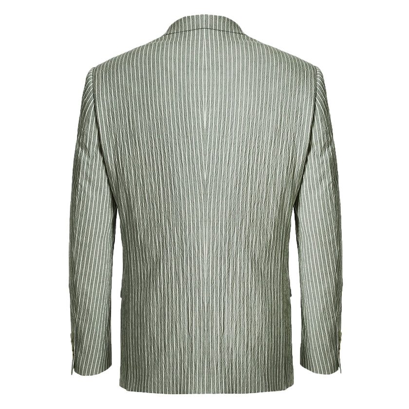 Renoir 611-1 Men's Slim Fit Notch Lapels Gray Stripe Cotton Suits