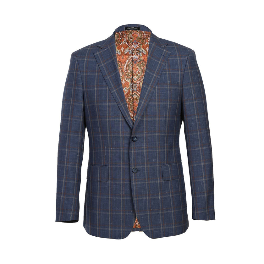 Renoir EL72-62-400 Light Steel Blue with Orange Check Wool Suit