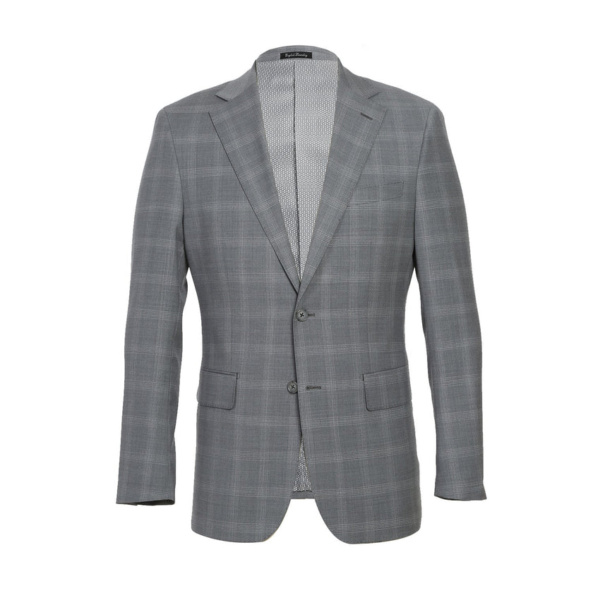 Renoir EL72-62-092 Light Gray Window Pane Check Wool Suit