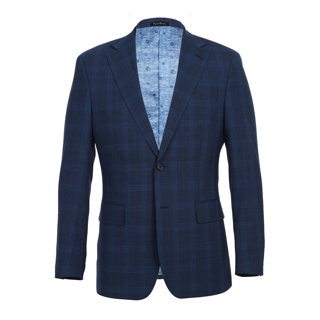 Renoir EL72-50-412 Airforce Blue Plaid Wool Suit
